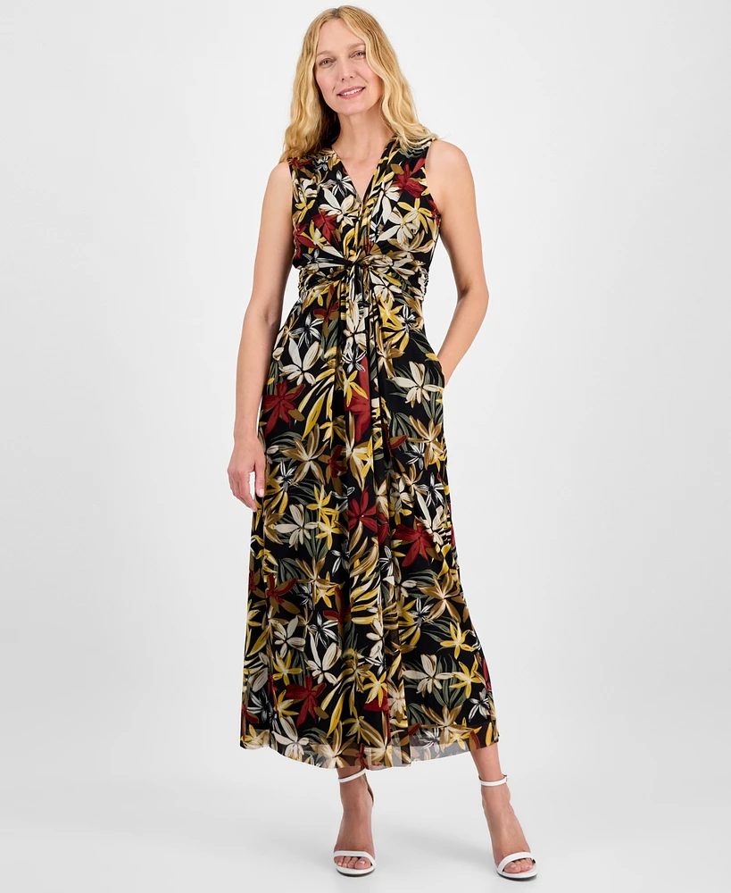 Anne Klein Women's Printed Twist-Front Maxi Dress