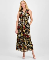 Anne Klein Women's Printed Twist-Front Maxi Dress