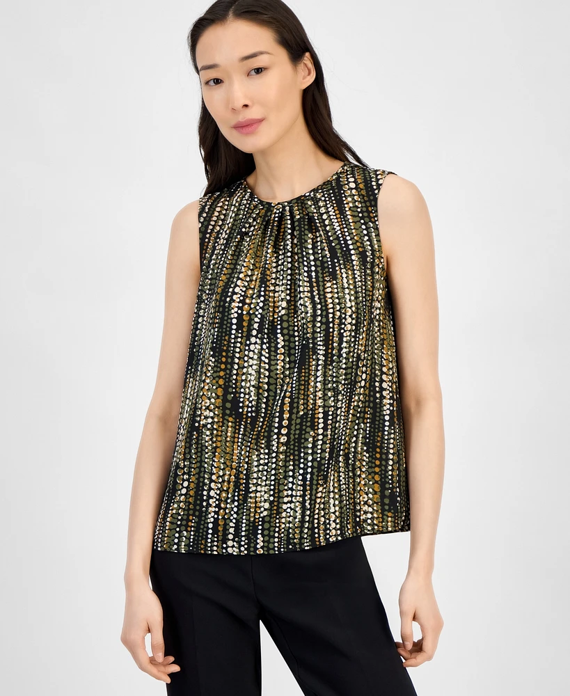 Anne Klein Women's Round Neck Sleeveless Top