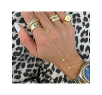 Hand Chain Yellow Gold Tone Baguette Cubic ZIrconia Accents