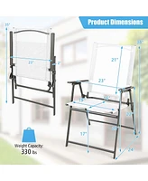 2 Pcs Patio Folding Portable Dining Chairs Metal Frame Armrests Outdoor