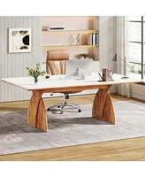Tribesigns Executive Office Desk, Large Computer Desk, Modern Wood Desk with Heavy Duty Legs, Laptop Desk Study Writing Table Business Furniture, Work
