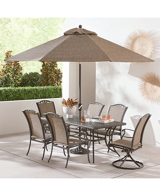Wythburn Outdoor Dining 7pc Set (72"x38" Table & 4 Filigree Sling Chairs 2 Swivel Chairs)