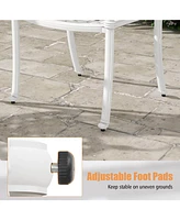 4pcs Patio Cast Aluminum Armrest Chairs Dining Stackable Outdoor Brown