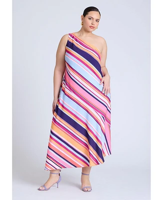 Eloquii Plus One Shoulder Multi Color Dress