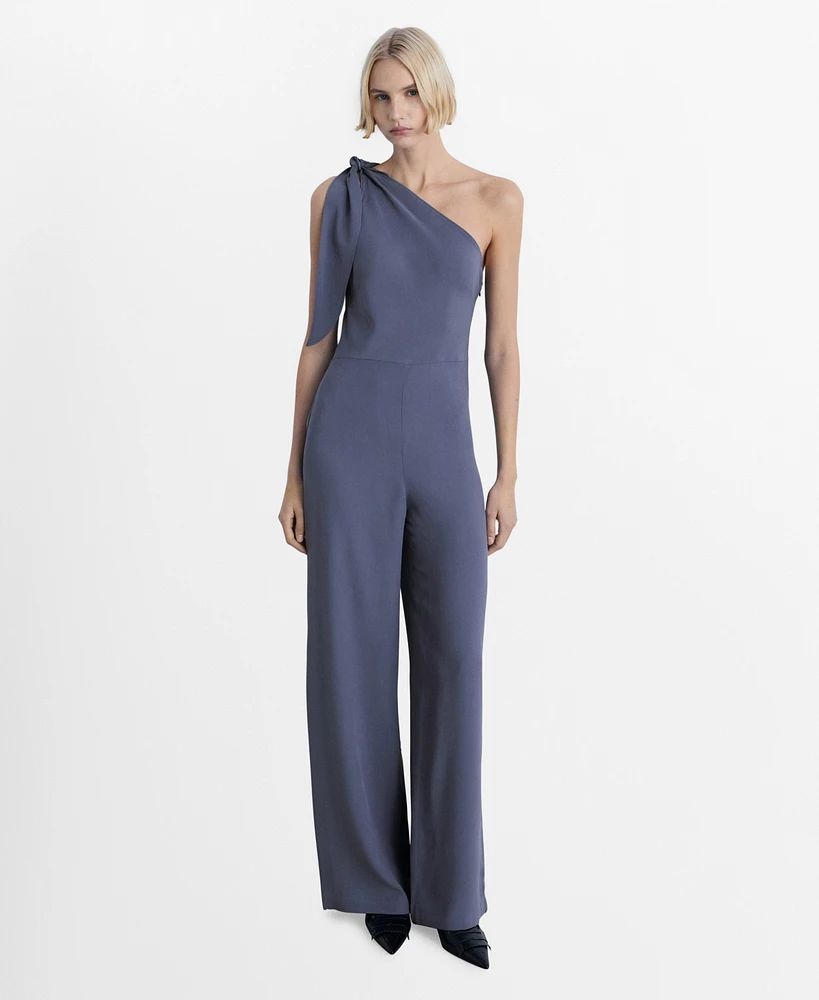 Mango Women's Asymmetrical Satin Jumpsuit