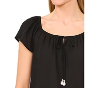 CeCe Women's Round-Neck Flutter-Sleeve Blouse