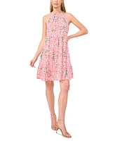 CeCe Women's Printed Tiered Halter Minidress
