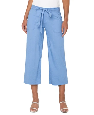 Liverpool Los Angeles Women's Belted Cropped Wide-Leg Pants