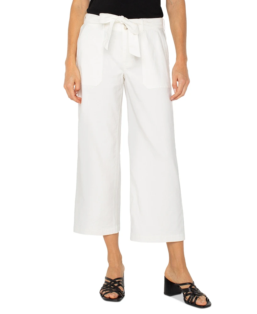 Liverpool Los Angeles Women's Belted Cropped Wide-Leg Pants