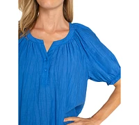 Liverpool Los Angeles Women's Draped Short-Sleeve Blouse