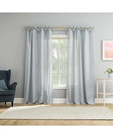Generation Roxy Slub Texture Tacked Bow Semi-Sheer Tie Top Curtain Panel
