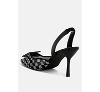 Freya Mesh Checkered Pointy Stiletto Heels