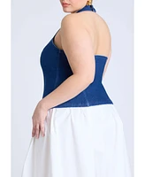 Eloquii Plus Comfort Stretch Denim Halter Top