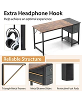 55-Inch Home Office Desk with 2 Drawers Hanging Hook-55 Inch