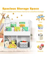Kids Wooden Bookshelf Bookcase Children Toy Storage Cabinet Organizer