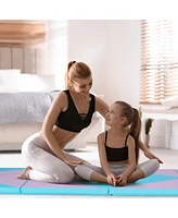 4-Panel Pu Leather Folding Exercise Gym Mat with Hook and Loop Fasteners