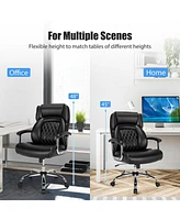 Height Adjustable Big and Tall Office Chair Computer Desk with Metal Base