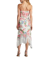 Tadashi Shoji Women's Brette Floral Print Tassel Fringe Midi Dress