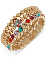 Karl Lagerfeld Paris Gold-Tone 3-Pc. Set Stone & Polished Bead Stretch Bracelets