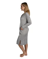 Tahari Women's Long Sleeve Fleece Henley Nightshirt Lounger
