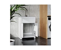 Casainc 24" White Paint Free Laundry Tub Cabinet w/ Stainless Steel Combo
