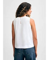 Isaac Mizrahi Women's Sleeveless Ruffle Cotton Tank