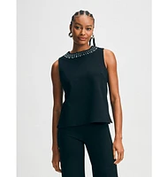 Isaac Mizrahi Women's Jewel Neck Ponte Shell