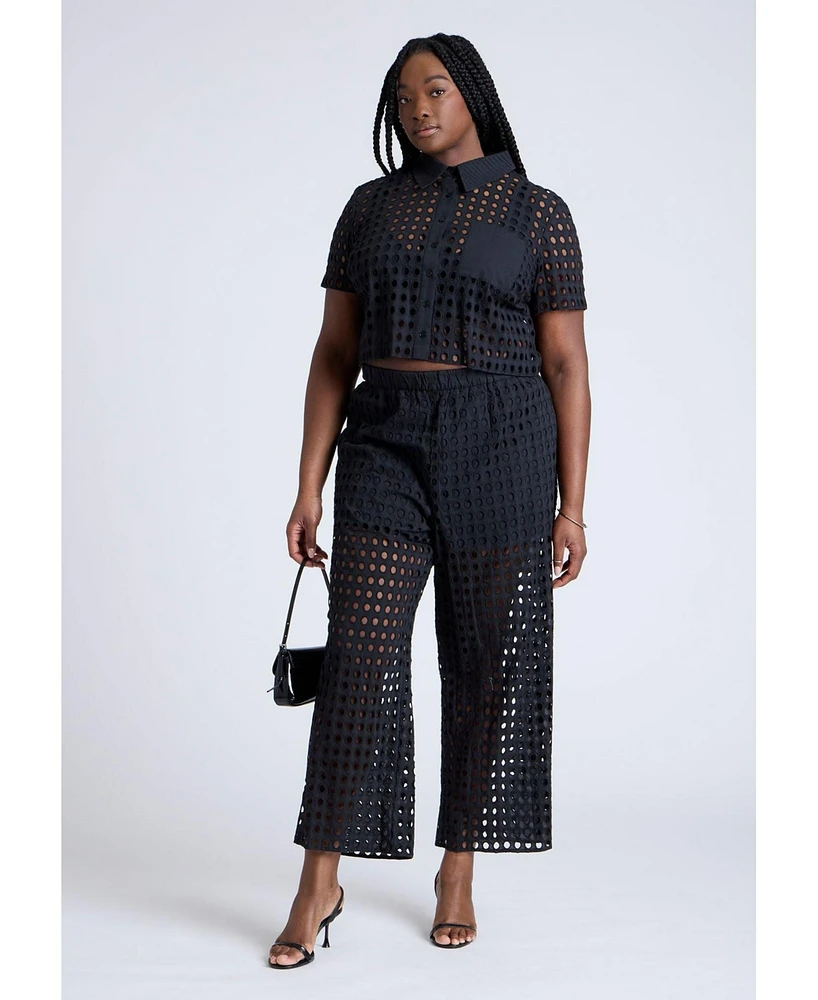 Eloquii Plus Sheer Eyelet Pant