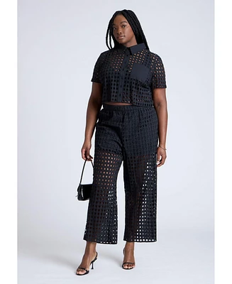 Eloquii Plus Sheer Eyelet Pant