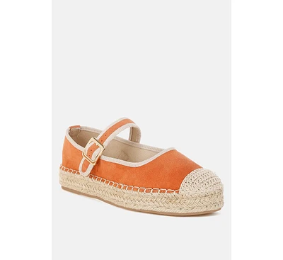 Bolean Soft Suede Leather Mary Jane Espadrilles