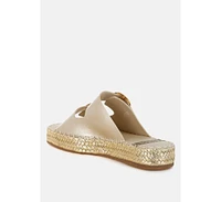 Miova Metallic Buckle Detail Espadrille Flatforms