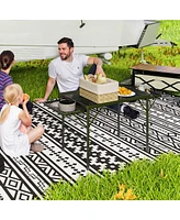 Outsunny Folding Grill Table, 4.5ft Portable Camping Table w/ Wing Panels