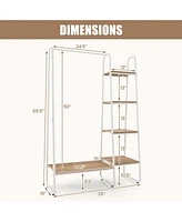 Clothes Rack Free Standing Storage Tower with Hanging Bar