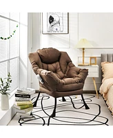 Modern Polyester Fabric Lazy Chair with Steel Frame and Side Pocket