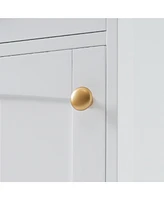 Casainc 63" Tall Bathroom Storage Cabinet with Glass Doors, Free-Standing, Two Drawers, and Adjustable Shelves, Mdf Board, Painted white