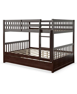 Full over Bunk Bed Platform Wood with Ladder