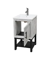 Casainc 20" Small Bathroom Vanity with Sink & Faucet, Freestanding Bathroom Cabinet with White Ceramic Basin