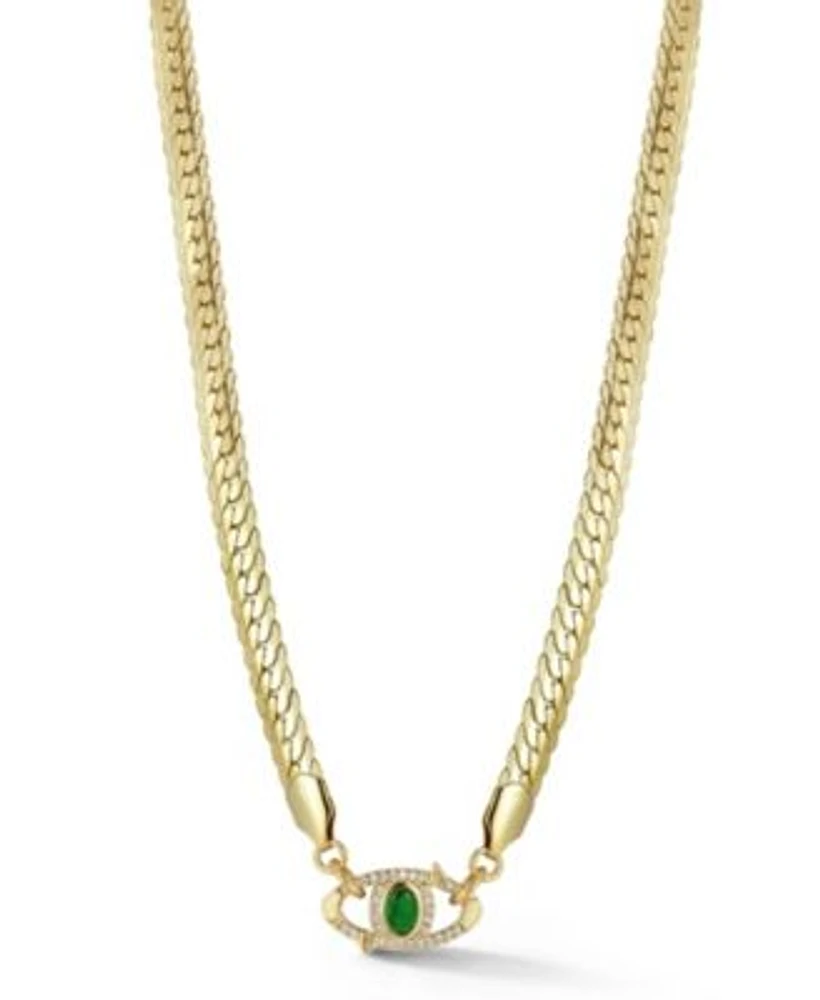 Rachel Zoe Gold Plated Green Evil Eye Necklace