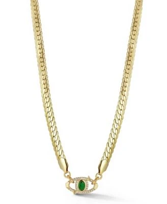 Rachel Zoe Gold Plated Green Evil Eye Necklace