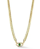 Rachel Zoe Gold Plated Green Evil Eye Necklace
