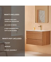 Casainc 30" Wall Mounted & Floating Single Vanity with Ceramic Sink