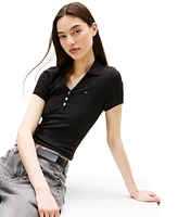 Tommy Jeans Women's Slim-Fit Ribbed Polo Shirt