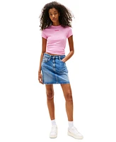 Tommy Jeans Women's Slim-Fit Ribbed Script-Label T-Shirt