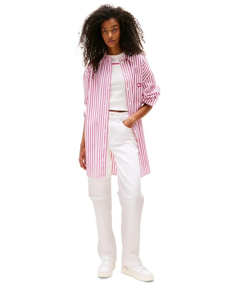Tommy Jeans Women's Cotton Oversized Mini Shirt Dress