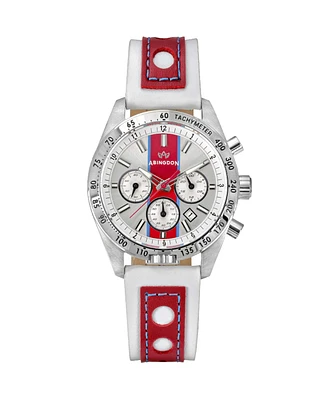 Abingdon Co. Women's Jordan Chronograph Multifunctional Victory Red Leather Strap Watch, 40mm