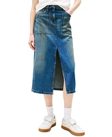 Tommy Jeans Women's Claire Cotton Front-Slit Denim Midi Skirt