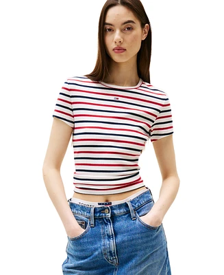 Tommy Jeans Women's Slim Essential Ribbed Badge T-Shirt