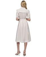 Dkny Women's Elbow-Sleeve Belted Midi Shirtdress