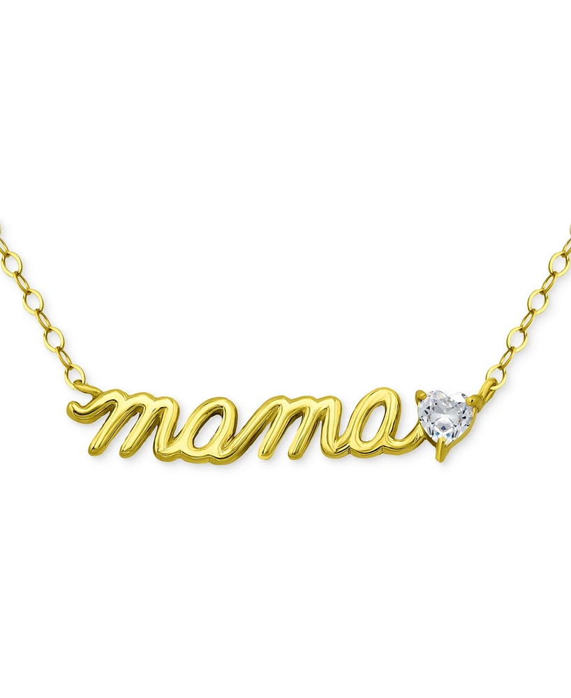 Giani Bernini Cubic Zirconia Mama Script Pendant Necklace 18k Gold-Plated Sterling Silver (also Silver), 16" + 2" extender, Exclusively